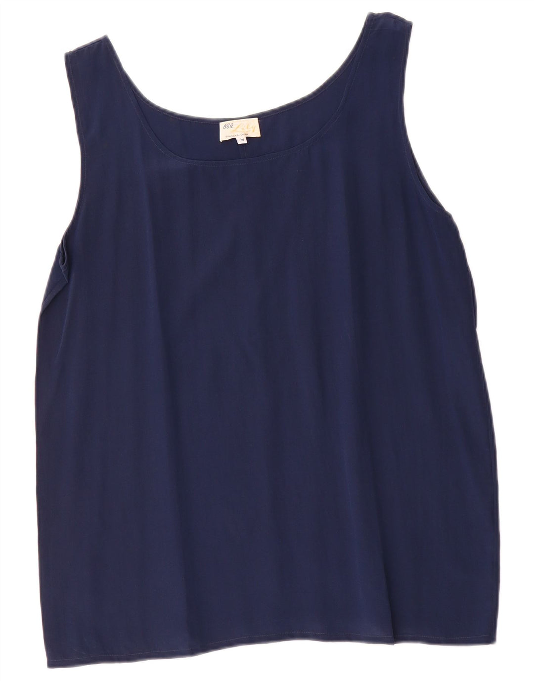 Vintage Womens Vest Top UK 14 Medium Navy Blue