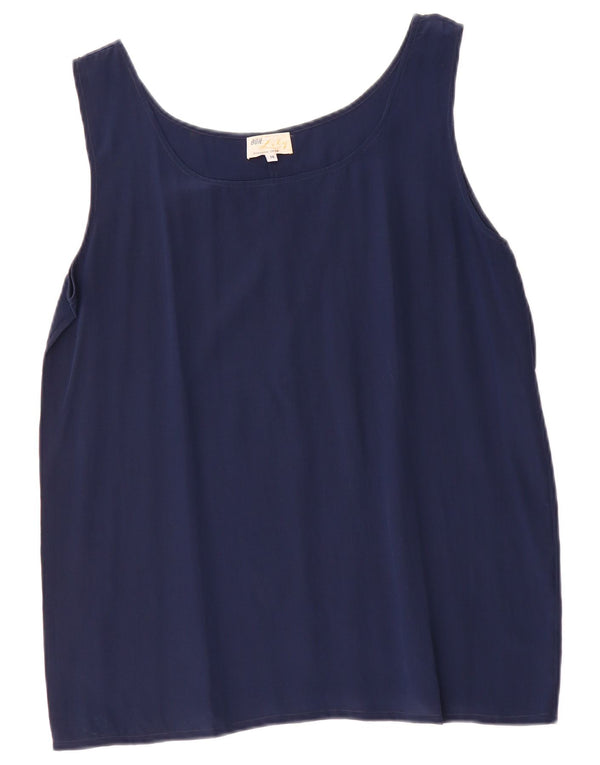Vintage Womens Vest Top UK 14 Medium Navy Blue