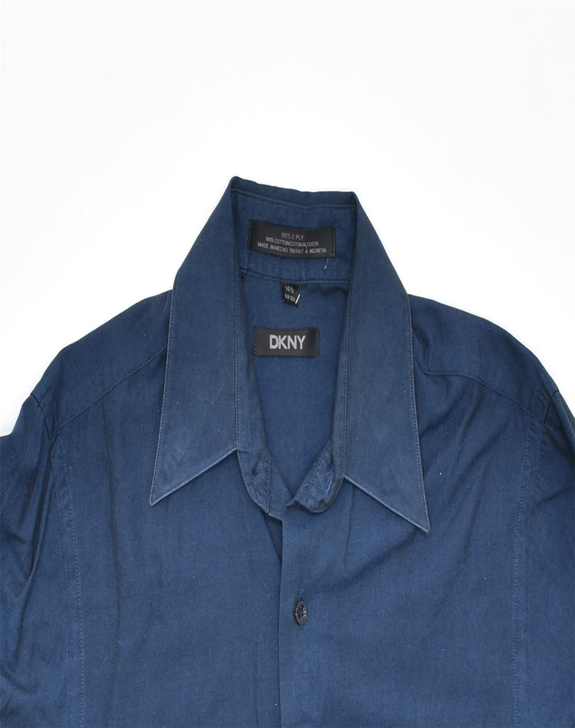 DKNY Mens Shirt Size 14 1/2 Small Navy Blue | Vintage | Thrift | Second-Hand | Used Clothing | Messina Hembry 