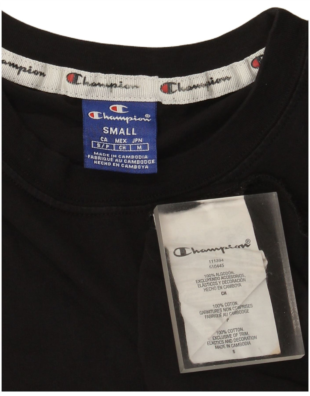 Champion Womens Oversized T-Shirt Top UK 10 Small Black Cotton