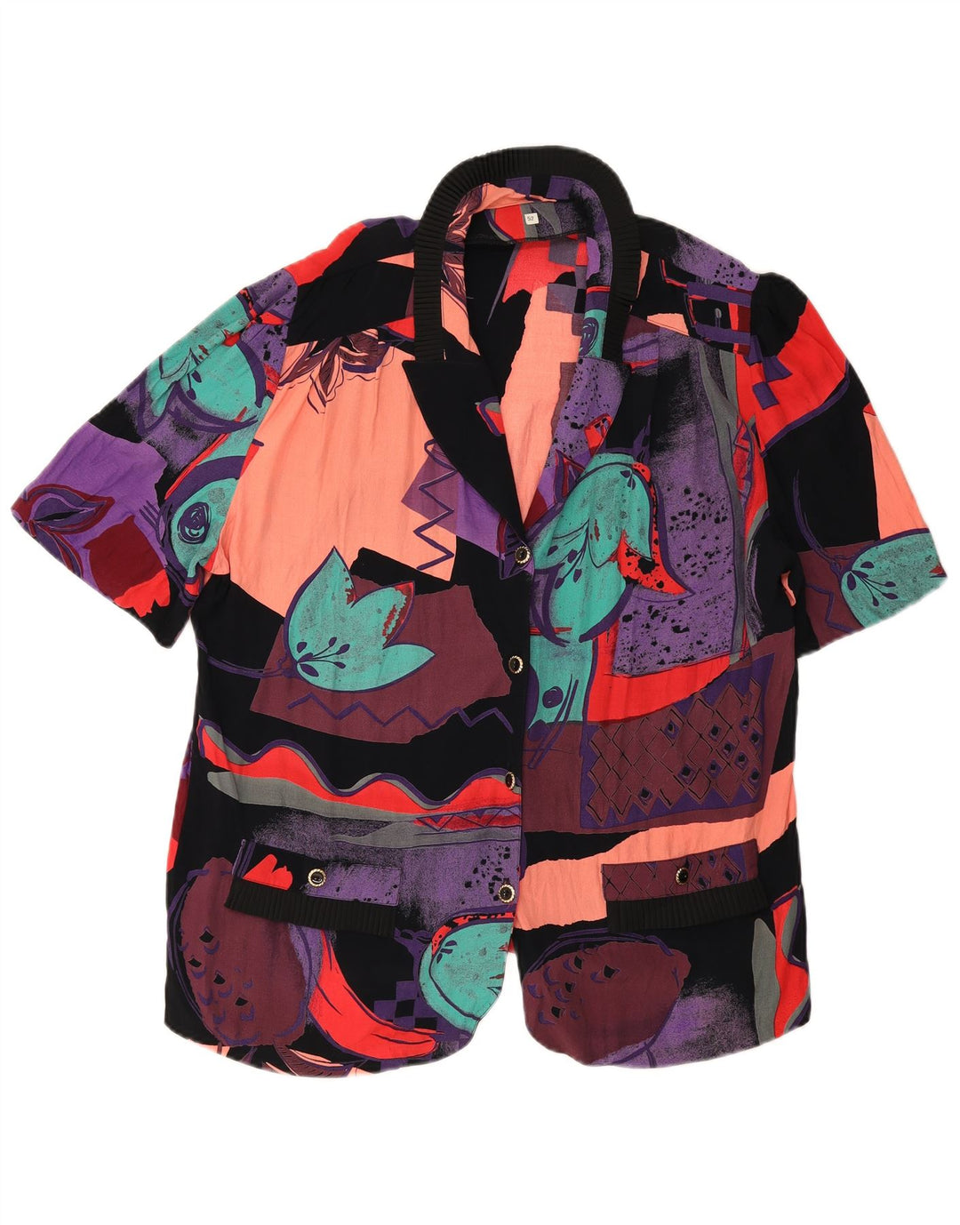 Vintage Womens Abstract Pattern Blazer Jacket IT 52 2XL Multicoloured