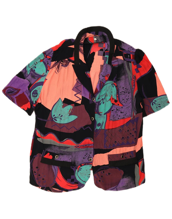 Vintage Womens Abstract Pattern Blazer Jacket IT 52 2XL Multicoloured
