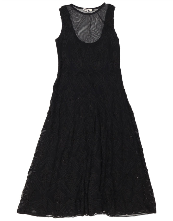 HUNZA Womens Sleeveless Maxi Dress UK 18 XL Black Paisley Viscose