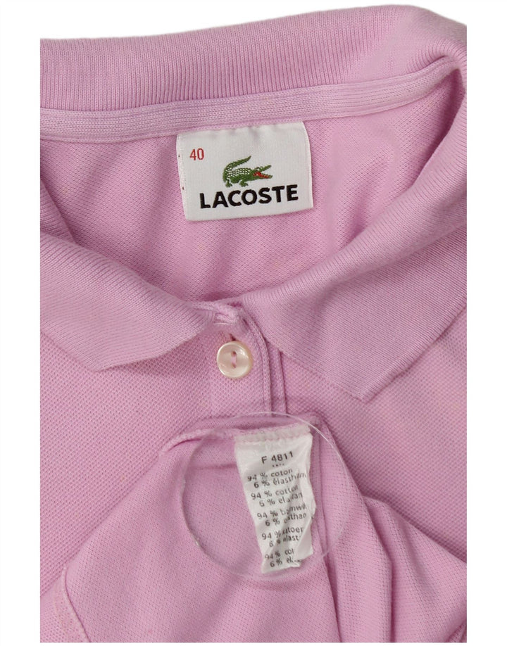 Lacoste Womens Long Sleeve Polo Shirt Size 40 Medium Pink Cotton