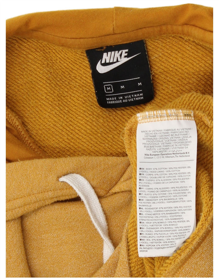 Nike Mens Graphic Hoodie Jumper Medium Yellow Cotton