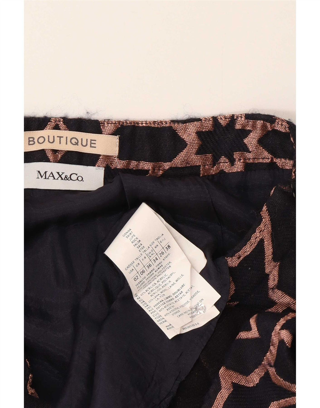 Max&Co. Womens Mini Skirt UK 6 XS W26 Navy Blue Geometric Polyester