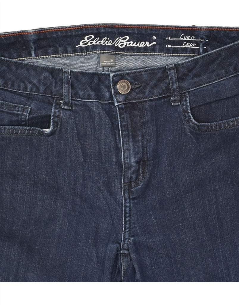 EDDIE BAUER Womens Curvy Denim Shorts US 10 Large W32 Navy Blue Cotton | Vintage Eddie Bauer | Thrift | Second-Hand Eddie Bauer | Used Clothing | Messina Hembry 