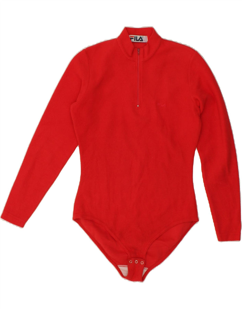 FILA Womens Fleece Bodysuit IT 40 Small Red Vintage Fila and Second-Hand Fila from Messina Hembry 