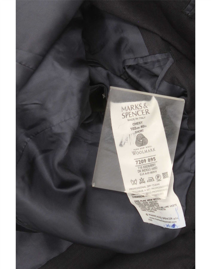 Marks & Spencer Mens 2 Button Blazer Jacket UK 40 Medium Navy Blue
