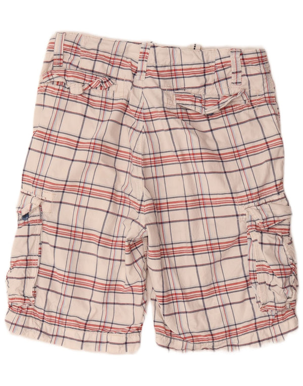 Nautica Mens Cargo Shorts W34 Large White Check Cotton