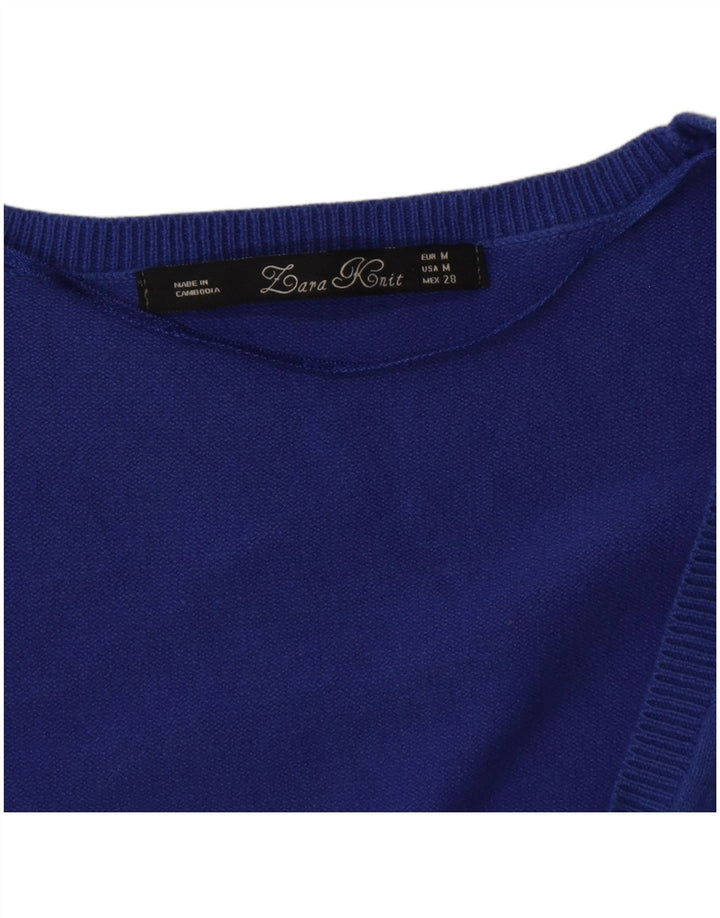 Zara Womens Cardigan Sweater UK 12 Medium Blue