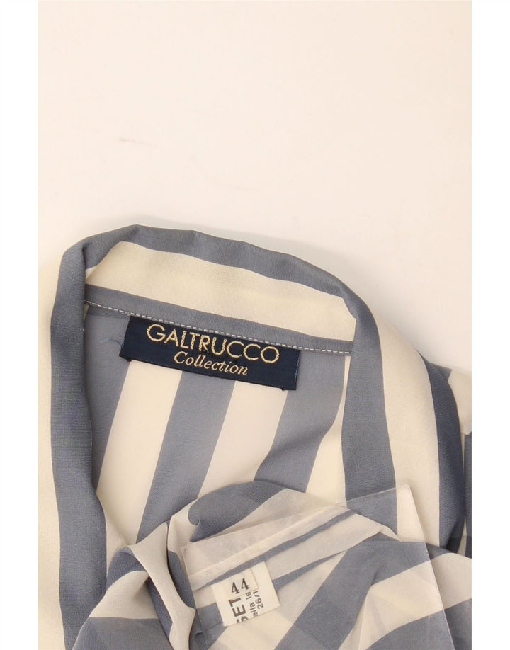Galtrucco Womens See Through Shirt Blouse IT 44 Medium Blue Striped