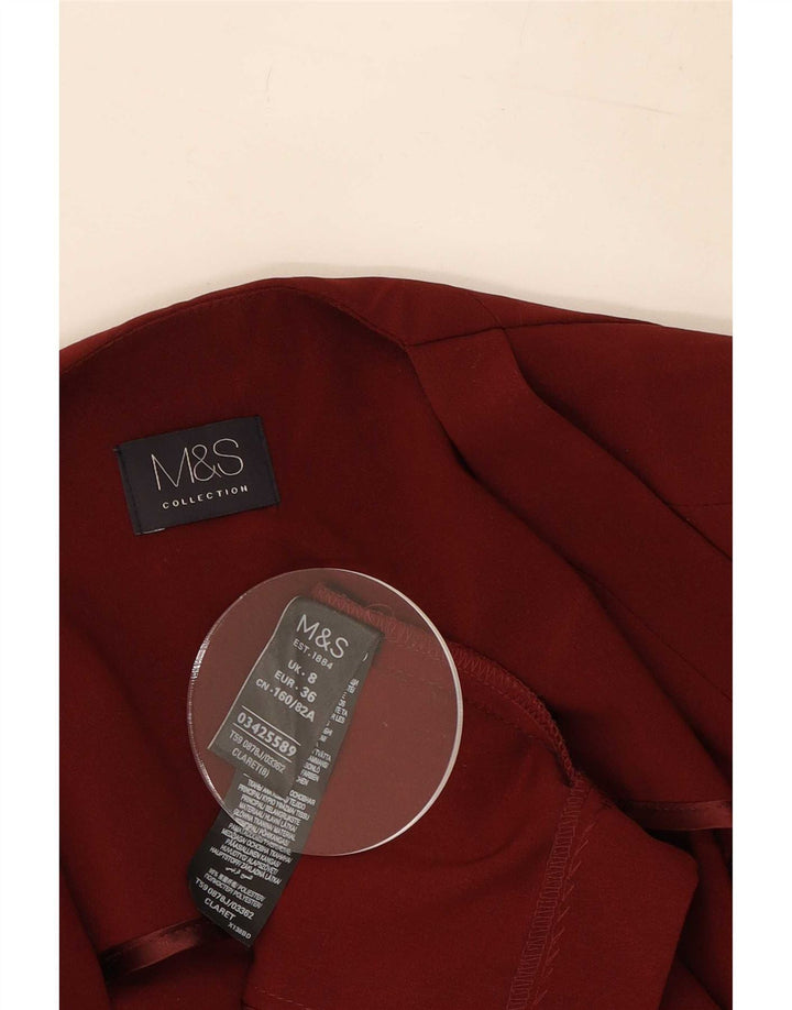Marks & Spencer Womens Open Blazer Jacket UK 8 Small Burgundy Polyester