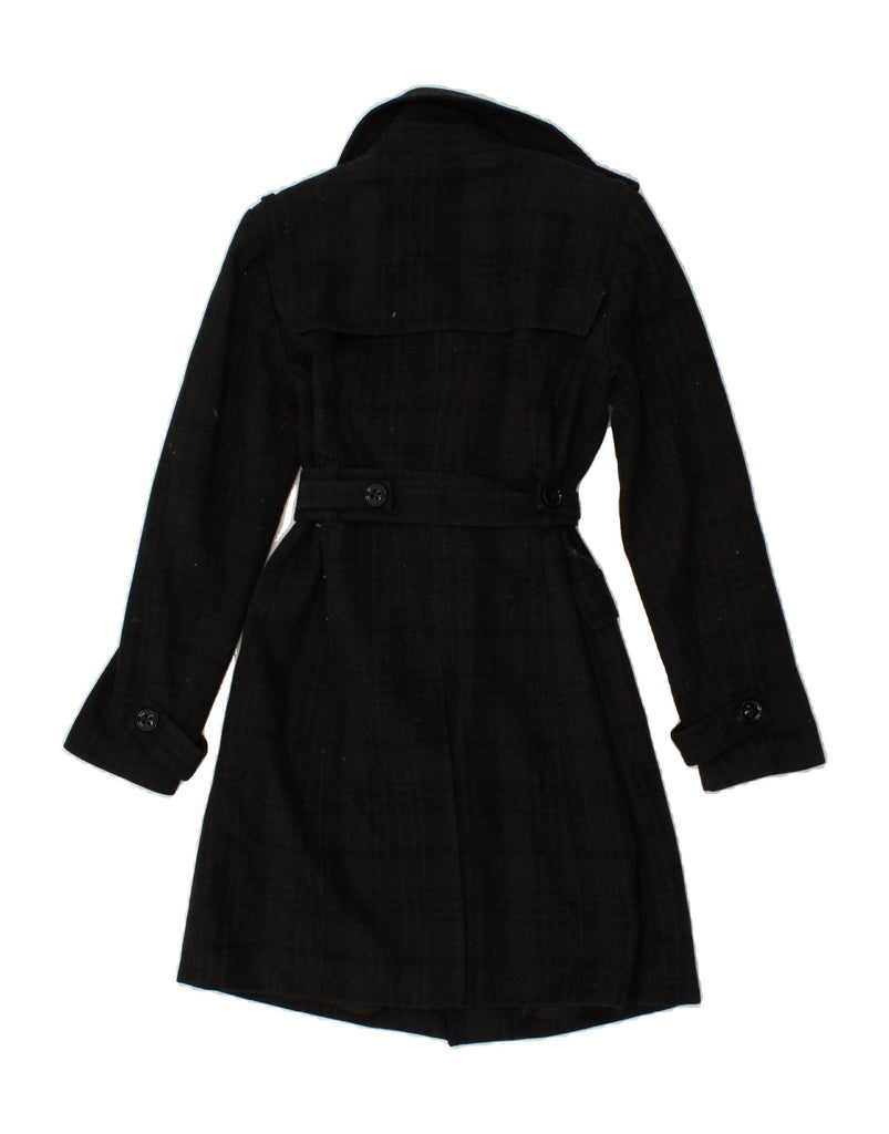 BANANA REPUBLIC Womens Overcoat UK 10 Small Black Check Polyester | Vintage Banana Republic | Thrift | Second-Hand Banana Republic | Used Clothing | Messina Hembry 