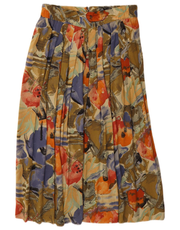 VINTAGE Womens Maxi Pleated Skirt IT 44/46 Medium W28 Multicoloured Floral