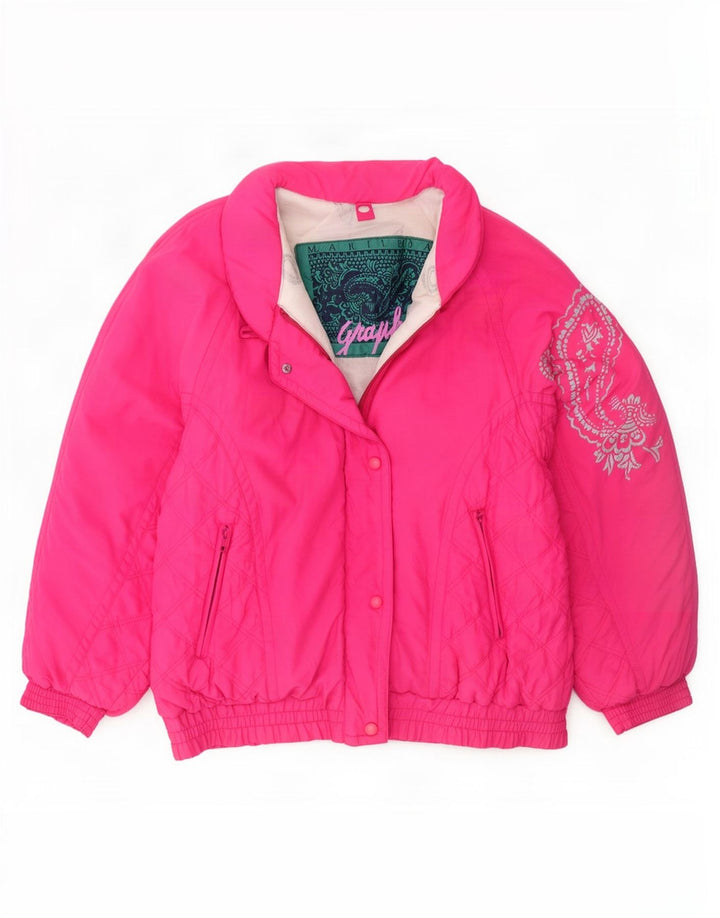 MARILENA Womens Graphic Ski Jacket IT 44 Medium Pink Paisley Polyamide