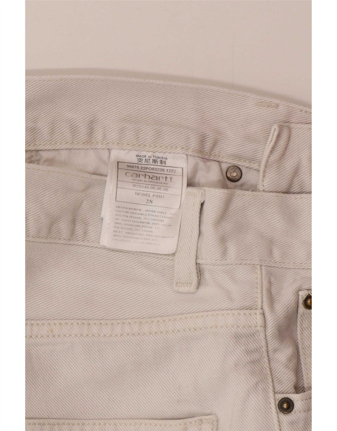 Carhartt Mens Slim Jeans W28 L28 White Cotton