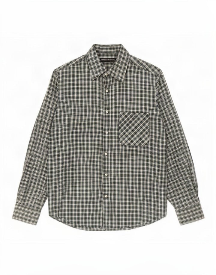 Rosengarten Mens Flannel Shirt Medium Green Check Cotton