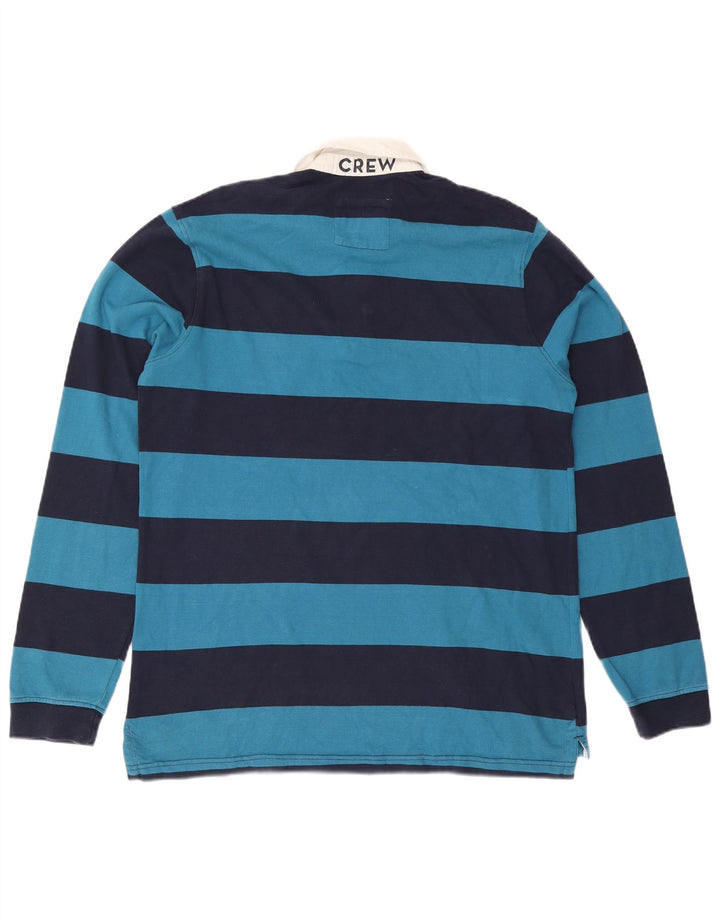CREW CLOTHING Mens Graphic Rugby Polo Shirt Large Navy Blue Striped
