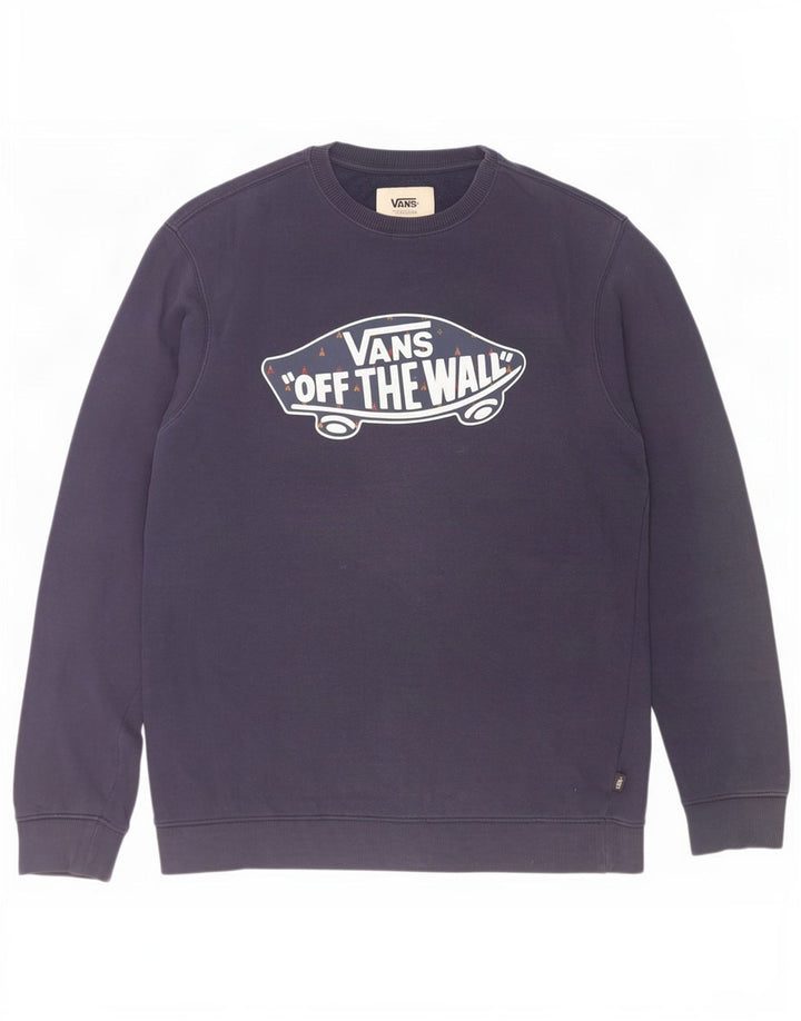 Vans Mens Graphic Sweatshirt Jumper Large Navy Blue Cotton