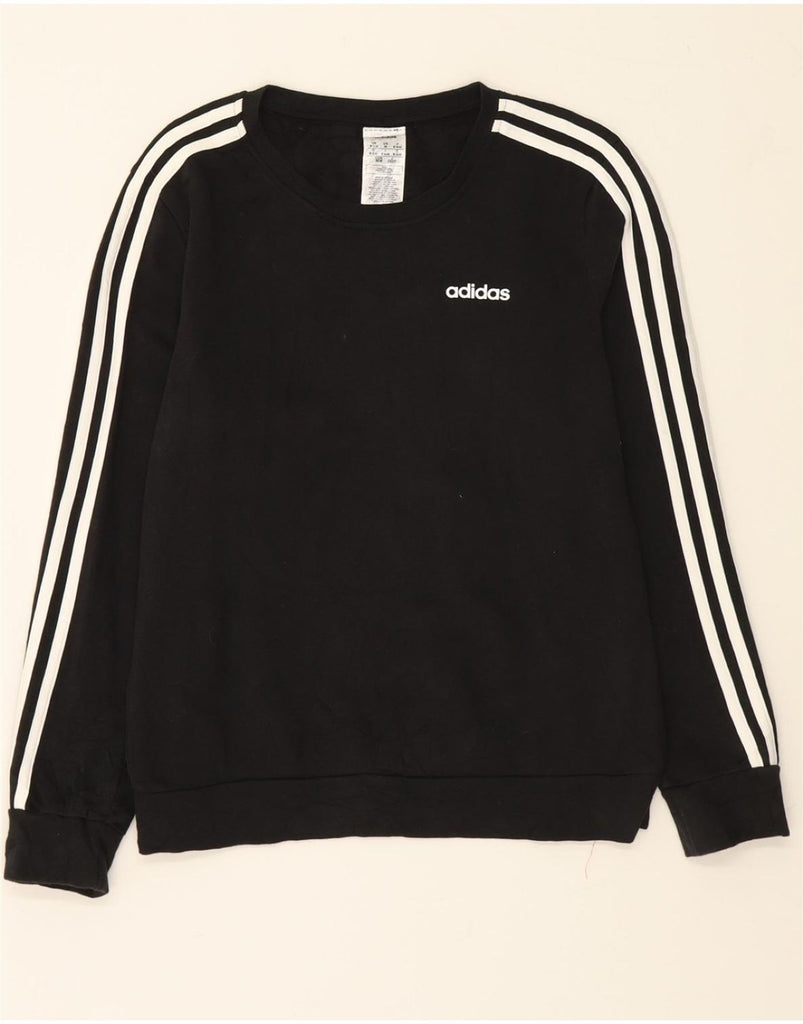 ADIDAS Womens Sweatshirt Jumper UK 12/14 Medium Black Polyester Vintage Adidas and Second-Hand Adidas from Messina Hembry 