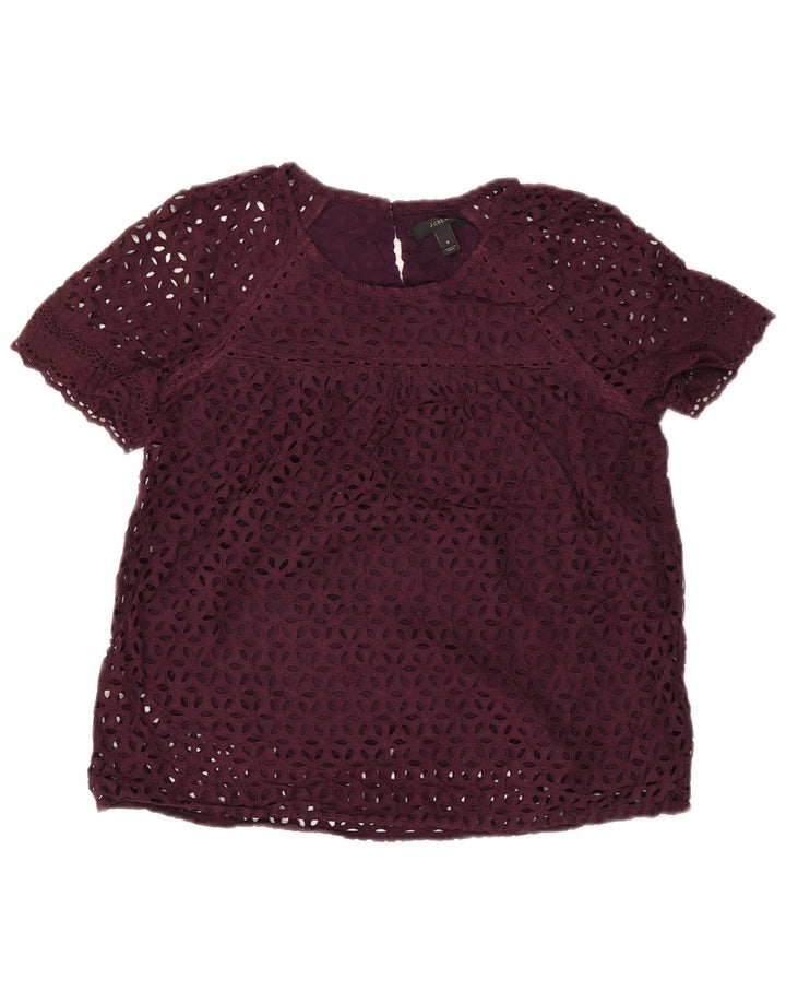 J. CREW Womens Blouse Top US 8 Medium Purple Floral Cotton