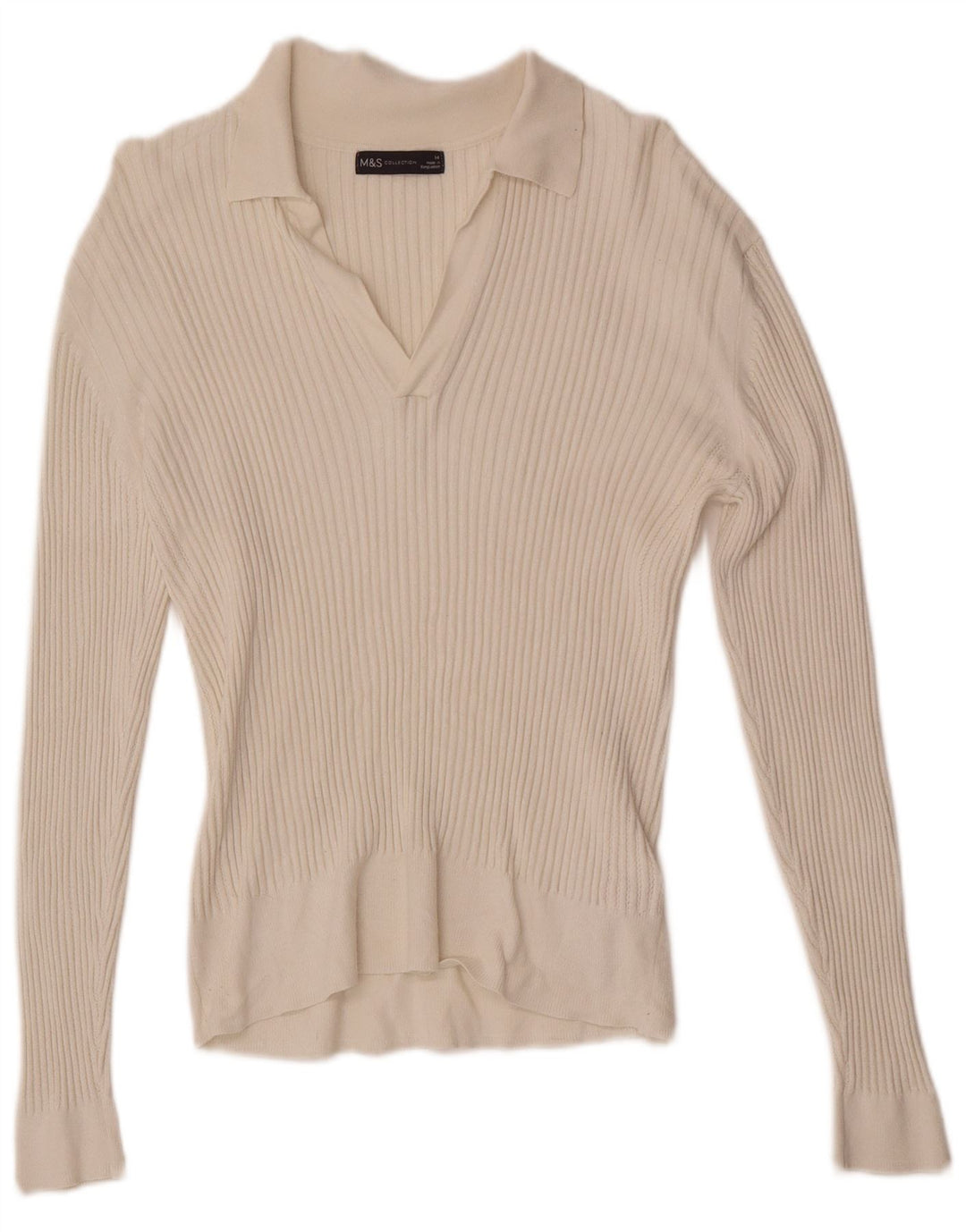 Marks & Spencer Womens Polo Neck Jumper Sweater UK 14 Medium White Viscose