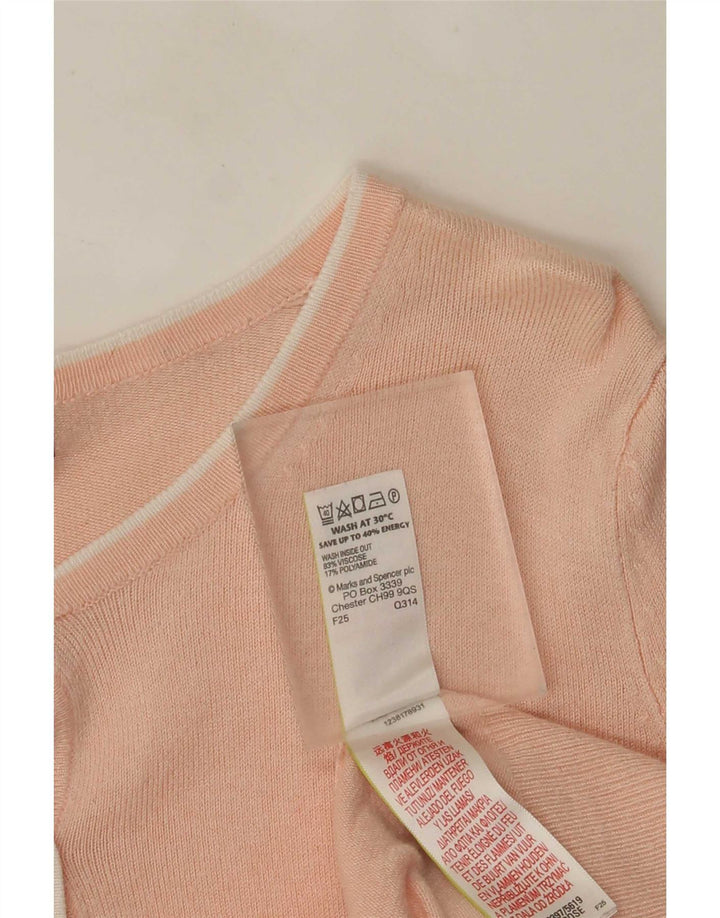 Marks & Spencer Womens Cardigan Sweater UK 8 Small Pink Viscose