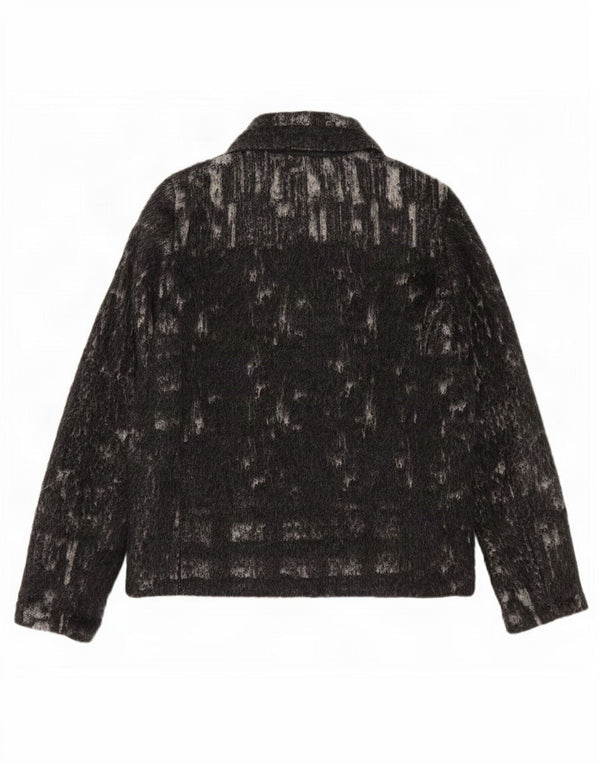 Diesel Womens Oversized Bomber Jacket UK 6 XS Grey Flecked Wool