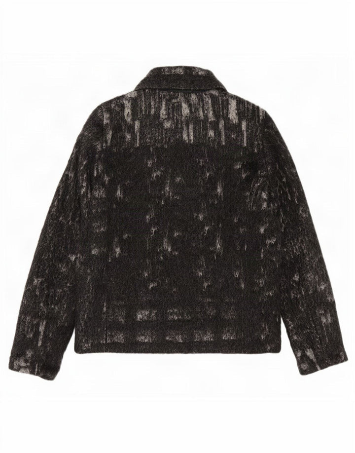 Diesel Womens Oversized Bomber Jacket UK 6 XS Grey Flecked Wool