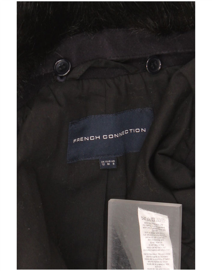 French Connection Womens Overcoat UK 12 Medium Navy Blue Virgin Wool