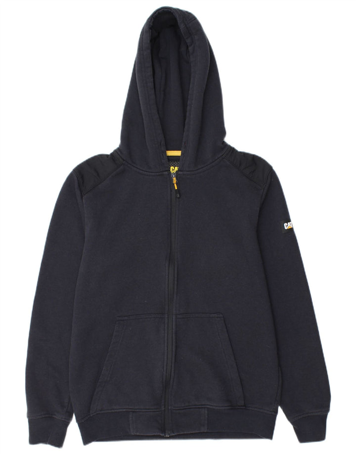 Caterpillar Mens Zip Hoodie Sweater Medium Navy Blue Polyester