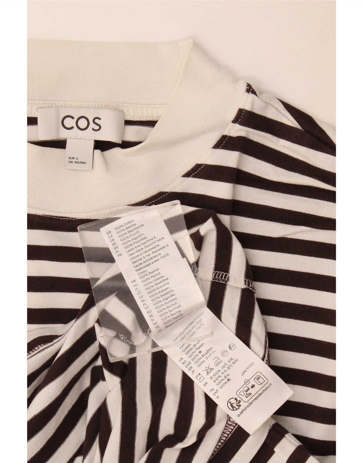 Cos Womens Oversized Top Long Sleeve UK 10 Small Black Striped Cotton