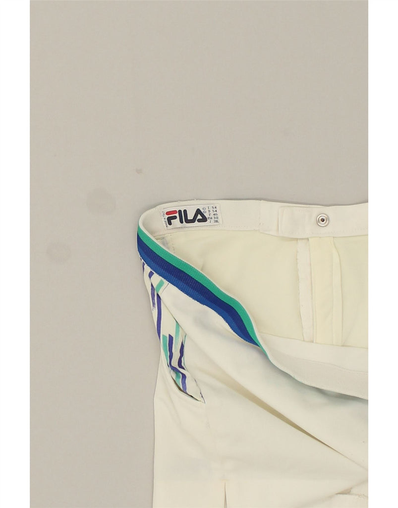 FILA Mens Graphic Sport Shorts IT 54 2XL White Striped | Vintage Fila | Thrift | Second-Hand Fila | Used Clothing | Messina Hembry 