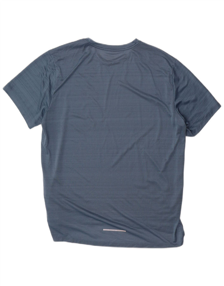 Nike Mens Dri Fit T-Shirt Top XL Blue Pinstripe Polyester