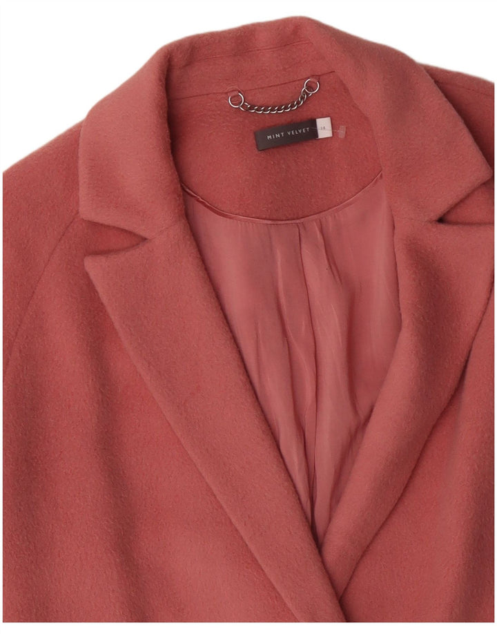 MINT VELVET Womens Oversized Open Overcoat UK 14 Large Pink Wool