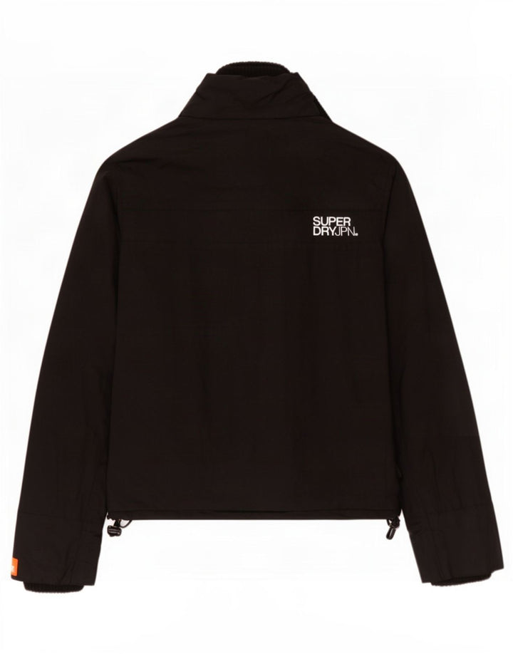 Superdry Womens Windbreaker Jacket UK 14 Medium Black Polyester