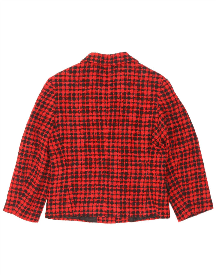 GB.PEDRINI Womens 4 Button Blazer Jacket IT 44 Medium Red Check