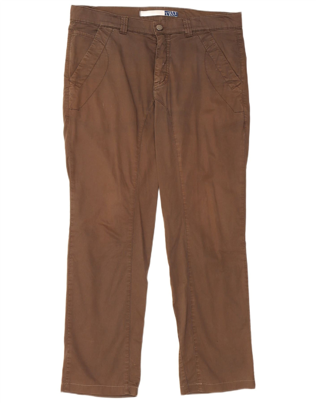TRUSSARDI Womens Straight Chino Trousers IT 52 2XL W36 L32 Brown Cotton