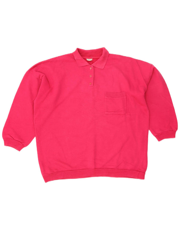 Benetton Womens Oversized Polo Neck Sweatshirt Jumper UK 10 Small Pink
