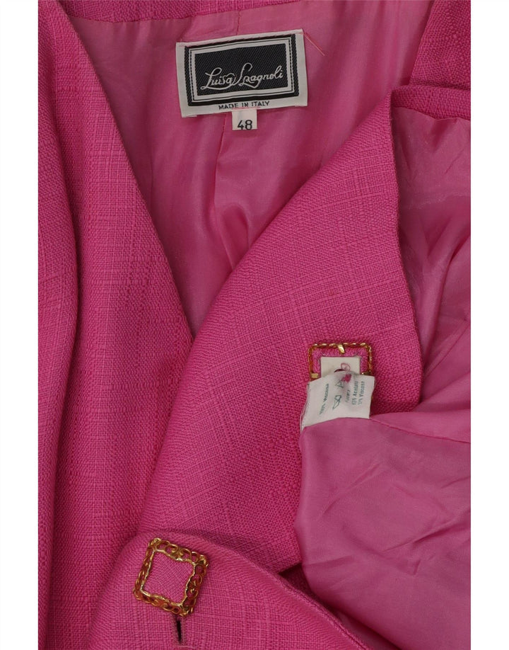 Luisa Spagnoli Womens 2 Button Blazer Jacket IT 48 XL Pink Acetate