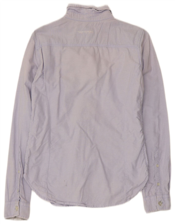 Napapijri Womens Shirt UK 10 Small Blue Cotton