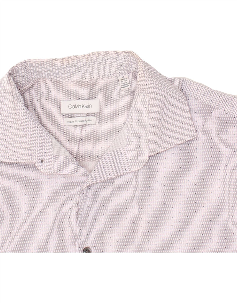 CALVIN KLEIN Mens Regular Fit Shirt Size 17 XL Pink Spotted Cotton | Vintage Calvin Klein | Thrift | Second-Hand Calvin Klein | Used Clothing | Messina Hembry 