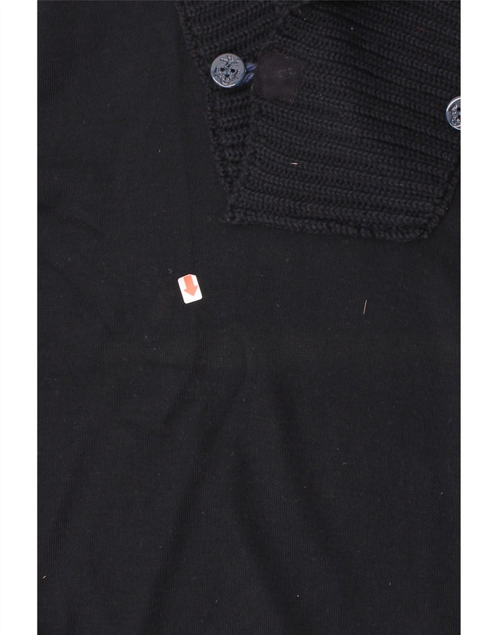 IL GRANCHIO Mens Shawl Neck Jumper Sweater IT 52 Large Navy Blue Wool Vintage Il Granchio and Second-Hand Il Granchio from Messina Hembry 