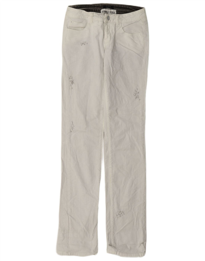 Vintage Womens Distressed Straight Jeans W26 L33 White