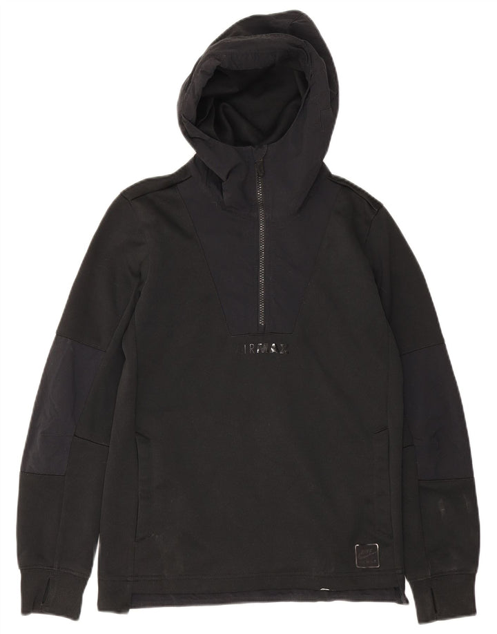 Nike Boys Zip Neck Hoodie Jumper 12-13 Years Large  Black Polyester