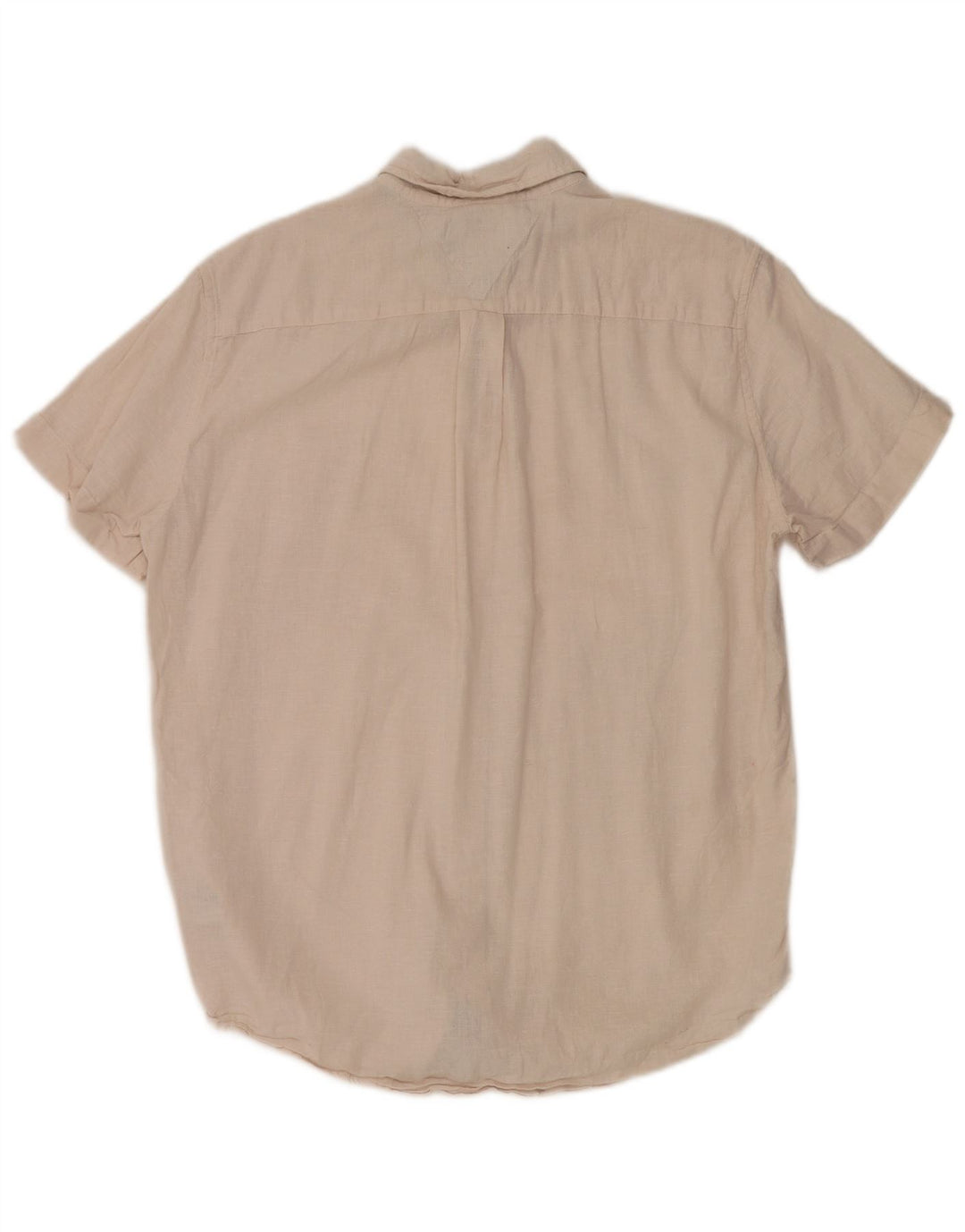 Tommy Hilfiger Mens Short Sleeve Regular Fit Shirt Large Beige Linen