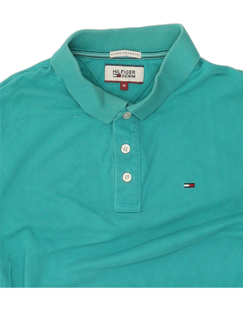 TOMMY HILFIGER Mens Polo Shirt Medium Turquoise Cotton | Vintage Tommy Hilfiger | Thrift | Second-Hand Tommy Hilfiger | Used Clothing | Messina Hembry 