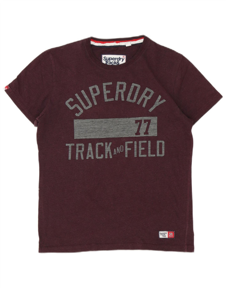 Superdry Mens Graphic T-Shirt Top Medium Burgundy Cotton