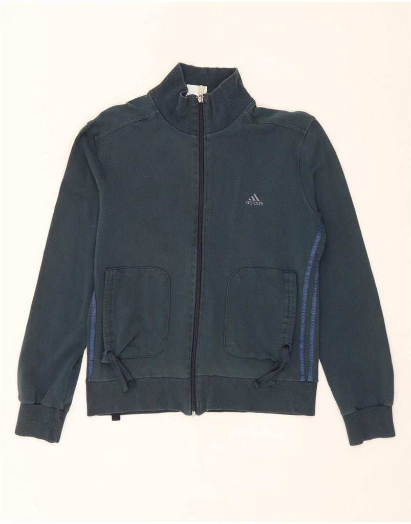 ADIDAS Womens Tracksuit Top Jacket UK 38/40 Medium Navy Blue Cotton Vintage Adidas and Second-Hand Adidas from Messina Hembry 